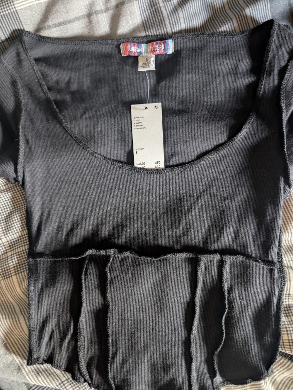 Urban Outfitters Black Ribbed Scoop Crop Top